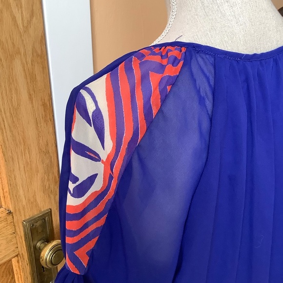 DESIGUAL Blue Multicolour Sheer Sleeve Dress Size 38 - Picture 7 of 16